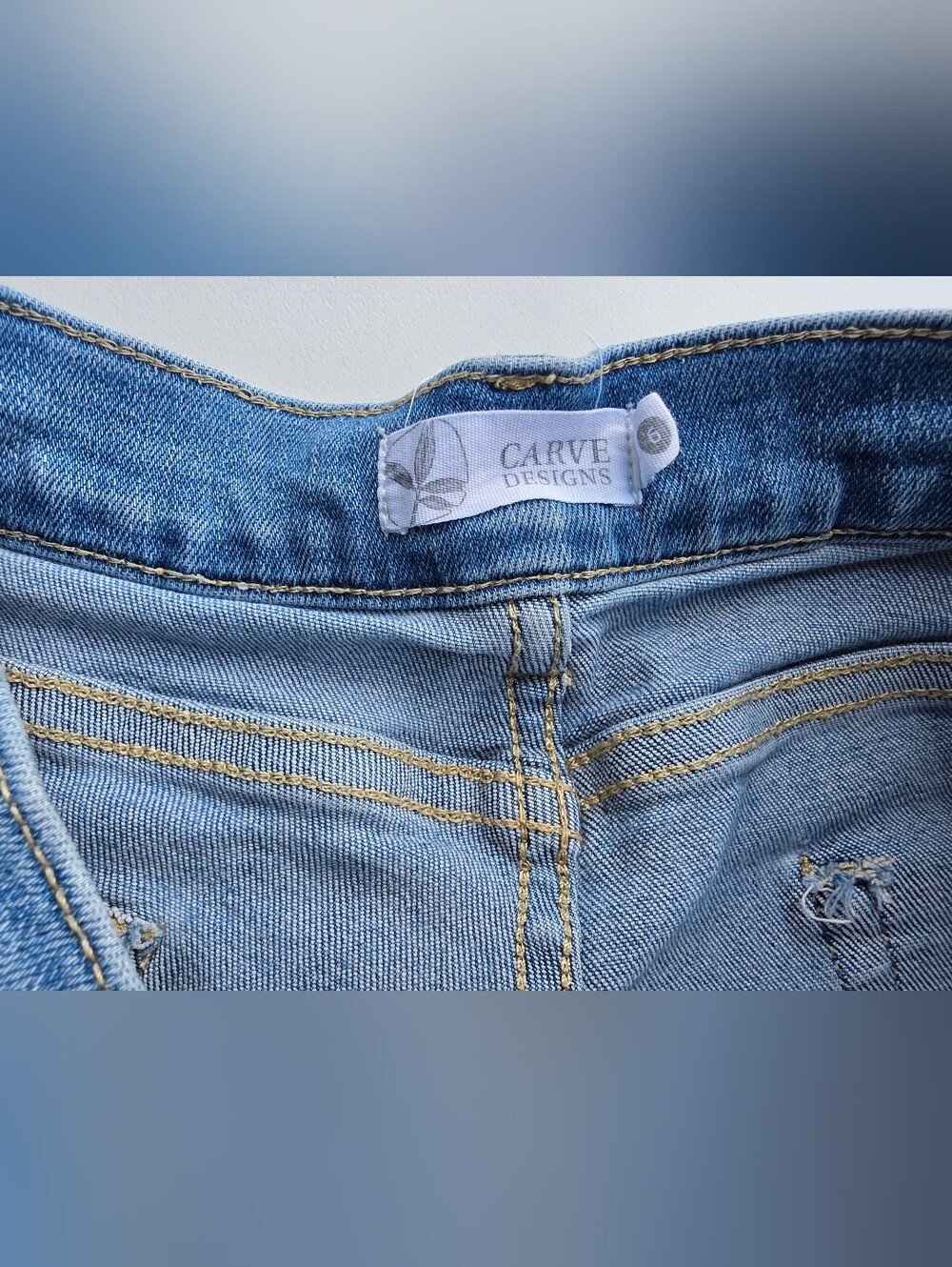 Carve Designs Organic Cotton Denim Shorts Women's Size 6 Light Wash - Picture 5 of 8